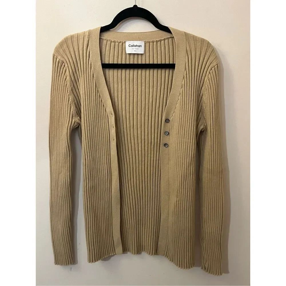 Callahan Glennon Ribbed Cardigan Ecru XL